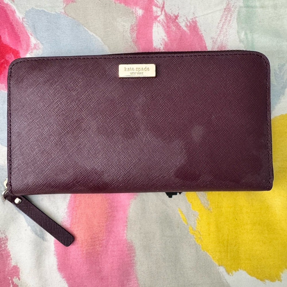 Kate Spade Burgundy Wallet with Gold Accents